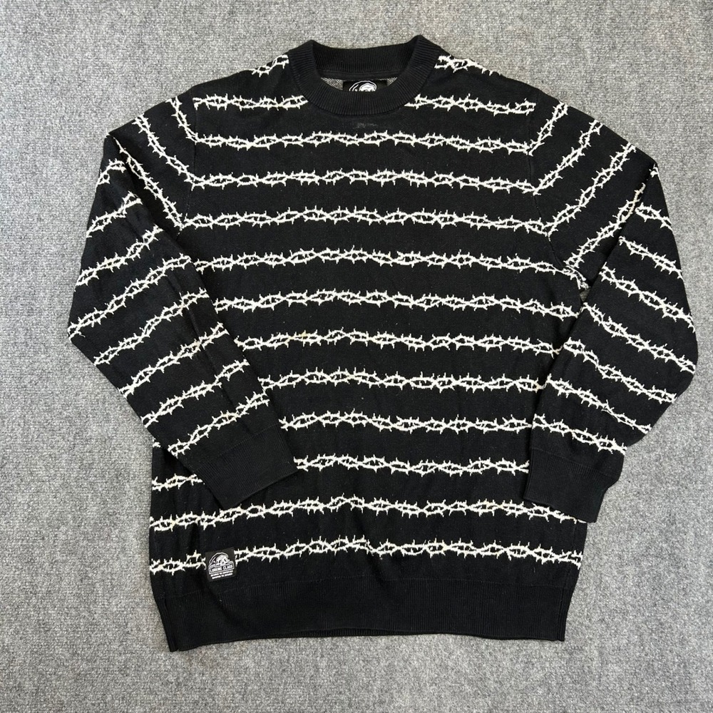 Lurking Class by Sketchy Tank Barbed Wire Black Knit Sweater Mens XL